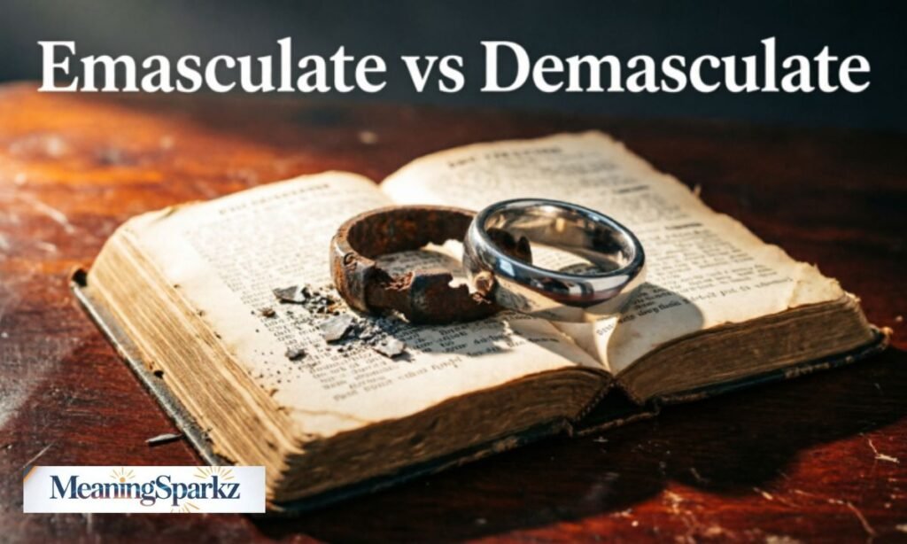 Emasculate vs demasculate meaning