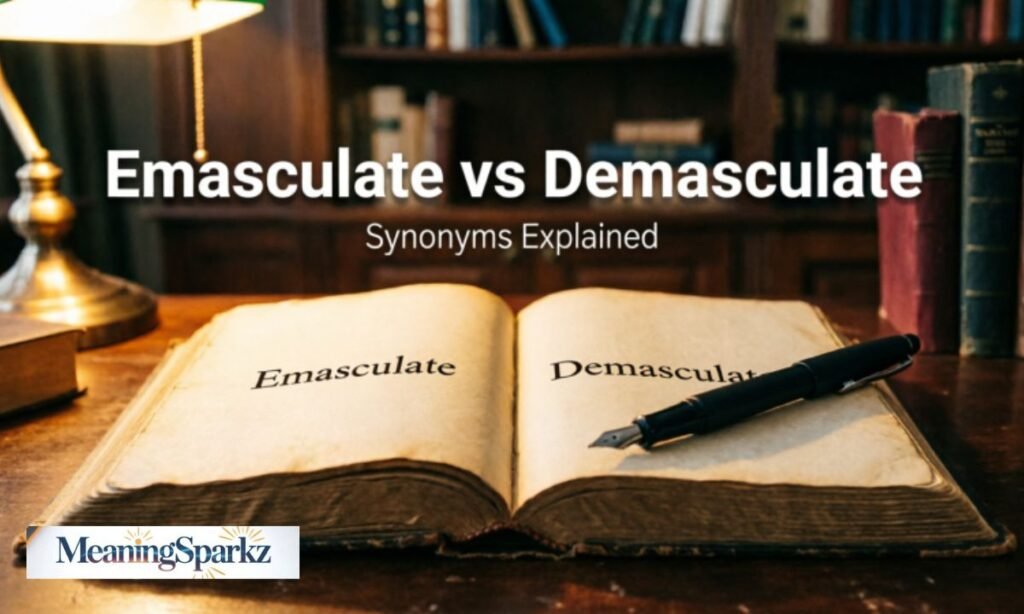Emasculate vs demasculate synonym