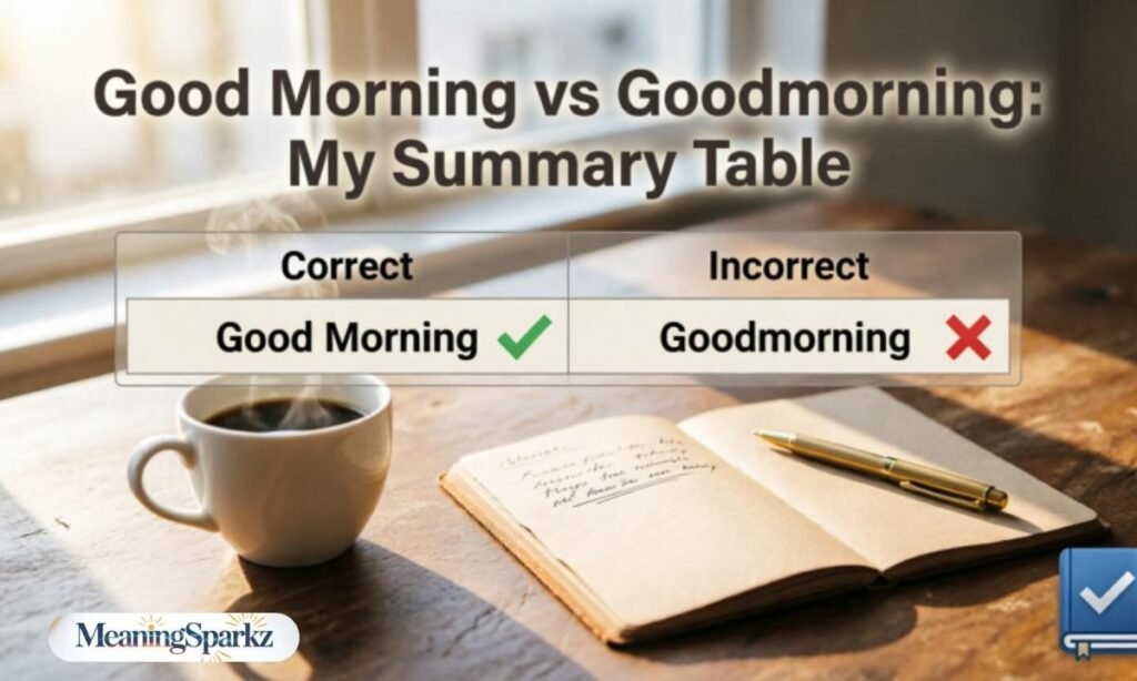 Good Morning vs Goodmorning My Summary Table