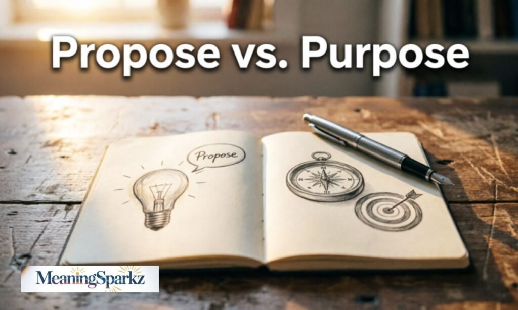 Propose vs purpose synonym